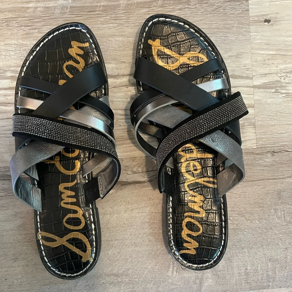 Gently Used Sam Edelman Glennia Front Strap Sandal Black Size 8 - Picture 2 of 3